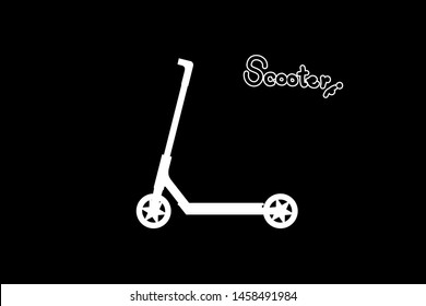 Electric scooter Logo white color on black background.Protect the world and make weather will be better.