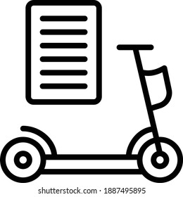 Electric Scooter Manual Concept, Read Me Booklet Vector Icon Design, Green Transport Symbol On White Background, Eco Motorized Scooter Sign,