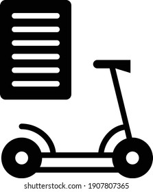 Electric Scooter Manual Concept, Read Me Booklet Vector Icon Design, Green Transport Symbol On White Background, Eco Motorized Scooter Sign,