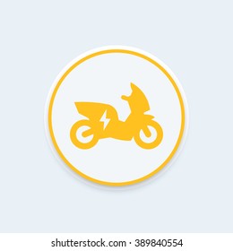 electric scooter, motorbike round icon, EV, electric vehicle icon, ecologic transport, scooter icon, vector illustration