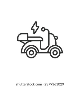 Electric Scooter, motorcycle line icon. Hybrid Vehicles. Eco friendly Moped with electric battery. Editable stroke. Vector illustration.