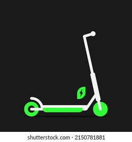 Electric scooter on a dark background with a symbol