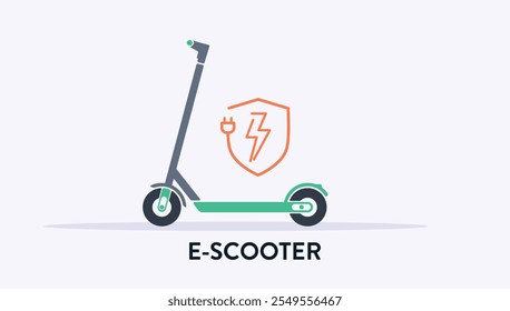 Electric Scooter on the road. Eco transport for city lifestyle. Nature-friendly. E-scooter for motion design. High quality minimal style vector illustrator.