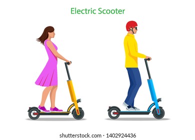 Electric Scooter on the road. Electric scooter transportation you can rent for a quick ride.