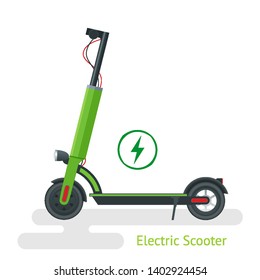 Electric Scooter on the road. Electric scooter transportation you can rent for a quick ride. Eco city transport.