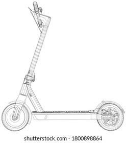 Scooter eléctrico. Scooter eléctrico sobre fondo blanco. Transporte eléctrico.