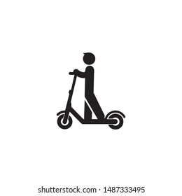 Electric scooter person riding e-scooter black icon glyph illustration