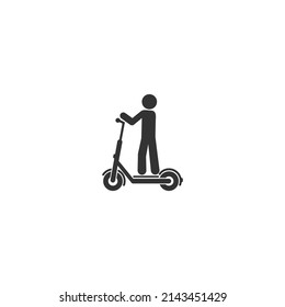 Ilustración de glifo de icono de scooter eléctrico en bicicleta electrónica