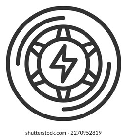 Electric scooter rear wheel - icon, illustration on white background, outline style