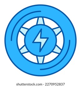 Electric scooter rear wheel - icon, illustration on white background, color style