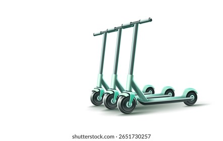 Aluguel de scooter elétrico, transporte eco-friendly. Ilustração vetorial