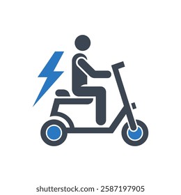 Electric Scooter Rider Icon On White Background