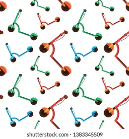 Electric Scooter seamless pattern on white background