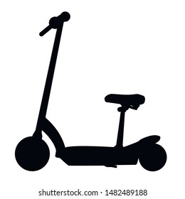 electric scooter with seat icon. flat design isolated on white. black line adapted for web sites and mobile applications. vector image.
