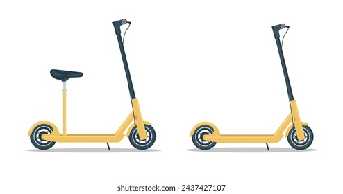 Electric scooter set. Vector illustration of Electro transport.