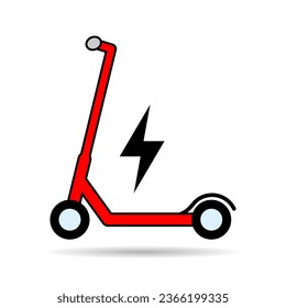 Electric scooter shadow icon, urban flat eco friendly transport, vehicle vector illustration .
