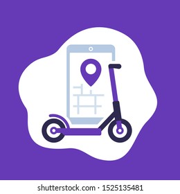 electric scooter sharing app, vector icon