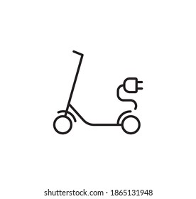 Electric scooter simple thin line icon vector illustration