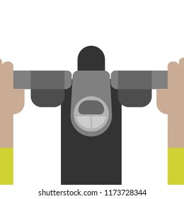 Electric scooter top view in flat style. Vector illustration