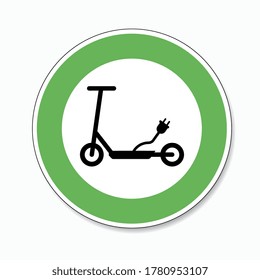 Electric Scooter traffic sign. German sign electro Scooter E Scooter EScooter electric eco friendly on white background. Vector Eps 10.