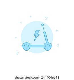 Icono de Vector de scooter eléctrico. Ilustración plana Estilo de línea relleno. Diseño monocromo en azul. Trazo editable. Ajuste el grosor de línea.