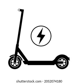 Electric scooter vector icon logo. Bicycle electric scooter silhouette charge design