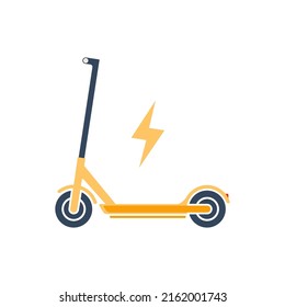 Electric scooter vector icon logo. Bicycle electric scooter silhouette charge design