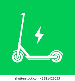 Electric scooter vector icon logo. Bicycle electric scooter silhouette charge design