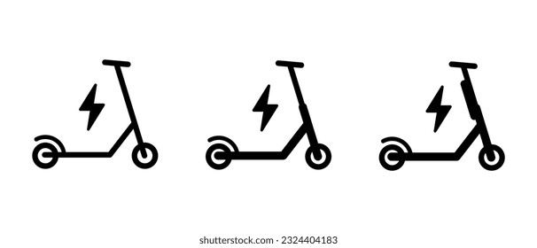 Electric scooter vector icon set.  Eco-friendly transportation scooter symbol