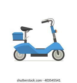 Electric scooter vector illustration. Balance bike in blue color isolated on white background. E-scooter icon.