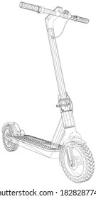 Electric scooter vector illustration. Wire-frame line isolated. Vector rendering of 3d.