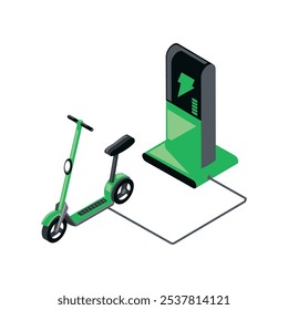 electric scooter vehicle charged vehicle isolated icon