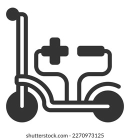 Electric scooter and wires with plus and minus - icon, illustration on white background, glyph style
