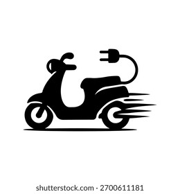 Electric scooty silhouette icon vector illustration on white background