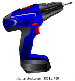 electric screwdriver with a bat on a white background vector