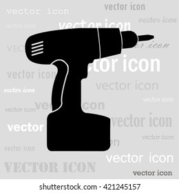 electric screwdriver black vector icon