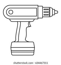 Electric screwdriver drill icon in outline style isolated vector illustration