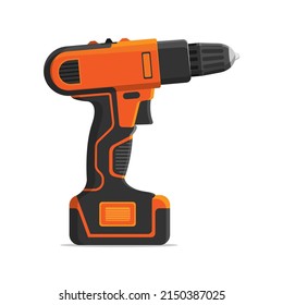 Electric screwdriver, drill tool, illustration, vector