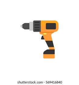 Electric Screwdriver flat icon, build & repair elements, construction tool, a colorful solid pattern on a white background, eps 10.