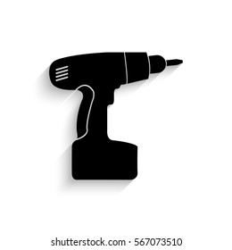 Electric screwdriver icon - black vector illustration with  shadow