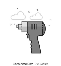 Electric screwdriver icon in flat outlined grayscale style. Vector illustration.