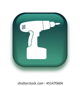 electric screwdriver icon - glossy vector button