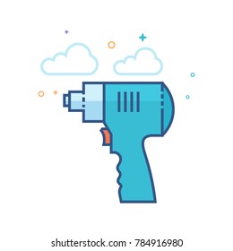 Electric screwdriver icon in outlined flat color style. Vector illustration.