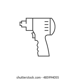 Electric screwdriver icon in thin outline style. Machine household work tool