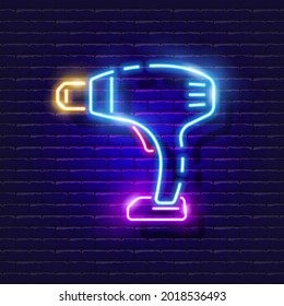 Electric Screwdriver neon icon. Vector illustration for design. Repair tool glowing sign. Construction tools concept.