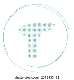 The electric screwdriver symbol filled with teal dots. Pointillism style. Vector illustration on white background