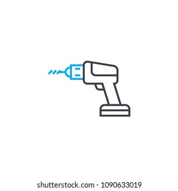 Electric screwdriver vector thin line stroke icon. Electric screwdriver outline illustration, linear sign, symbol concept.