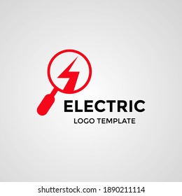Diseño del logotipo de búsqueda eléctrica. Es adecuado para empresas en los campos de la electricidad, el servicio eléctrico, los coches eléctricos.