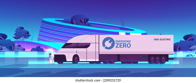 electric semi-truck charging battery vehicle at recharging power station charger EV management zero emissions transport