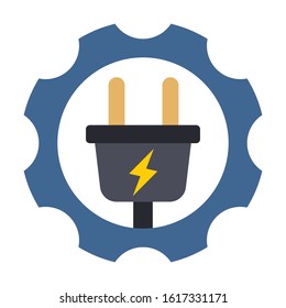 electric service flat color vector icon